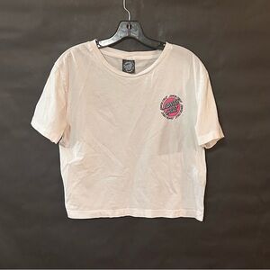 Santa Cruz Women’s White Crop Top Skate Surf T-Shirt Tee